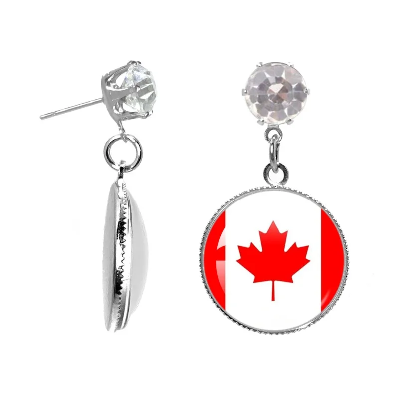 Senegal, New Zealand,Colombia,Iran Etc National 20mm Round Earring Glass Cartoon Pendant Accessories For Girl Women Gift