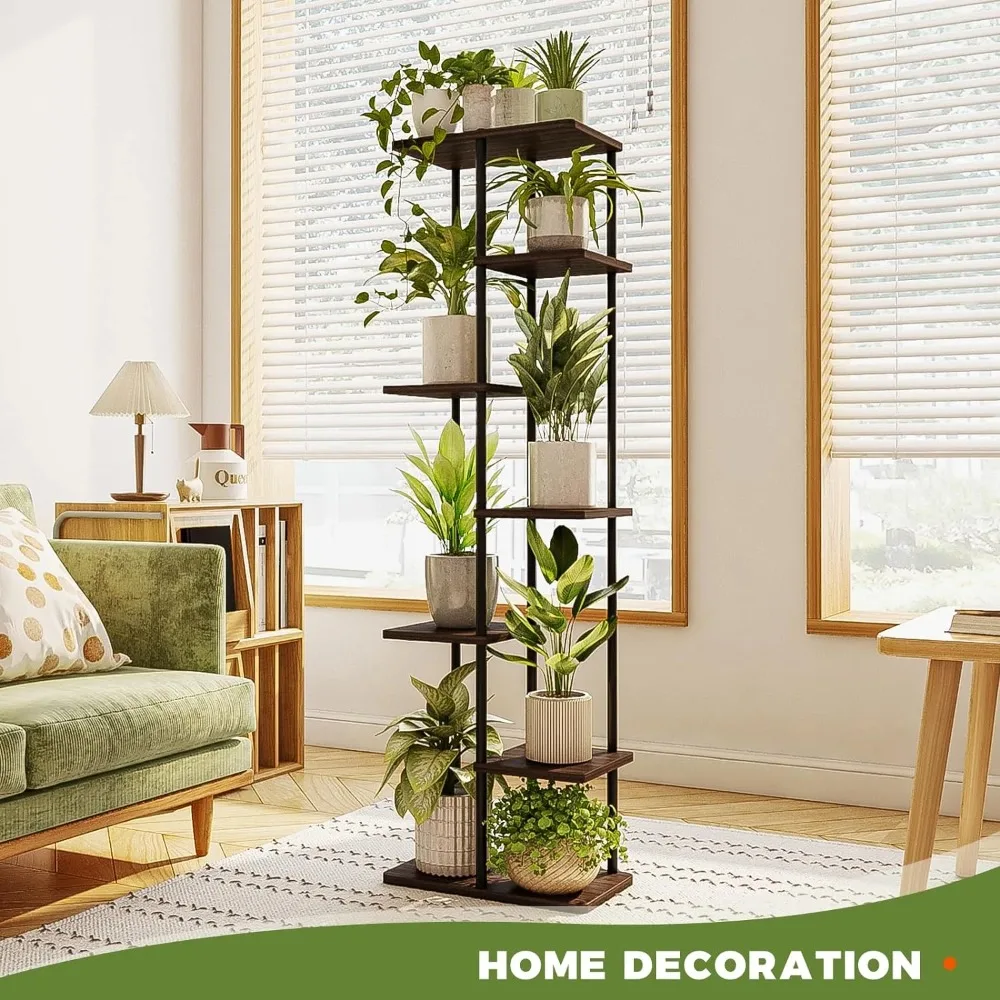 

2025 NEW Bamworld Tall Plant Stand Indoor 7 Tier Metal Plant Shelf Large Plant Rack for Mutiple Plants Pots