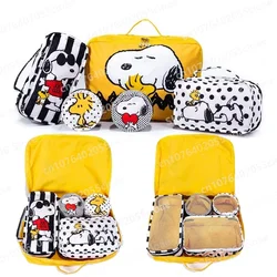 5pcs/set Cartoon Snoopies Waterproof Travel Storage Set Kawaii Suitcase Clothes Shoes Bag Storage Bag Family Travel Supplies