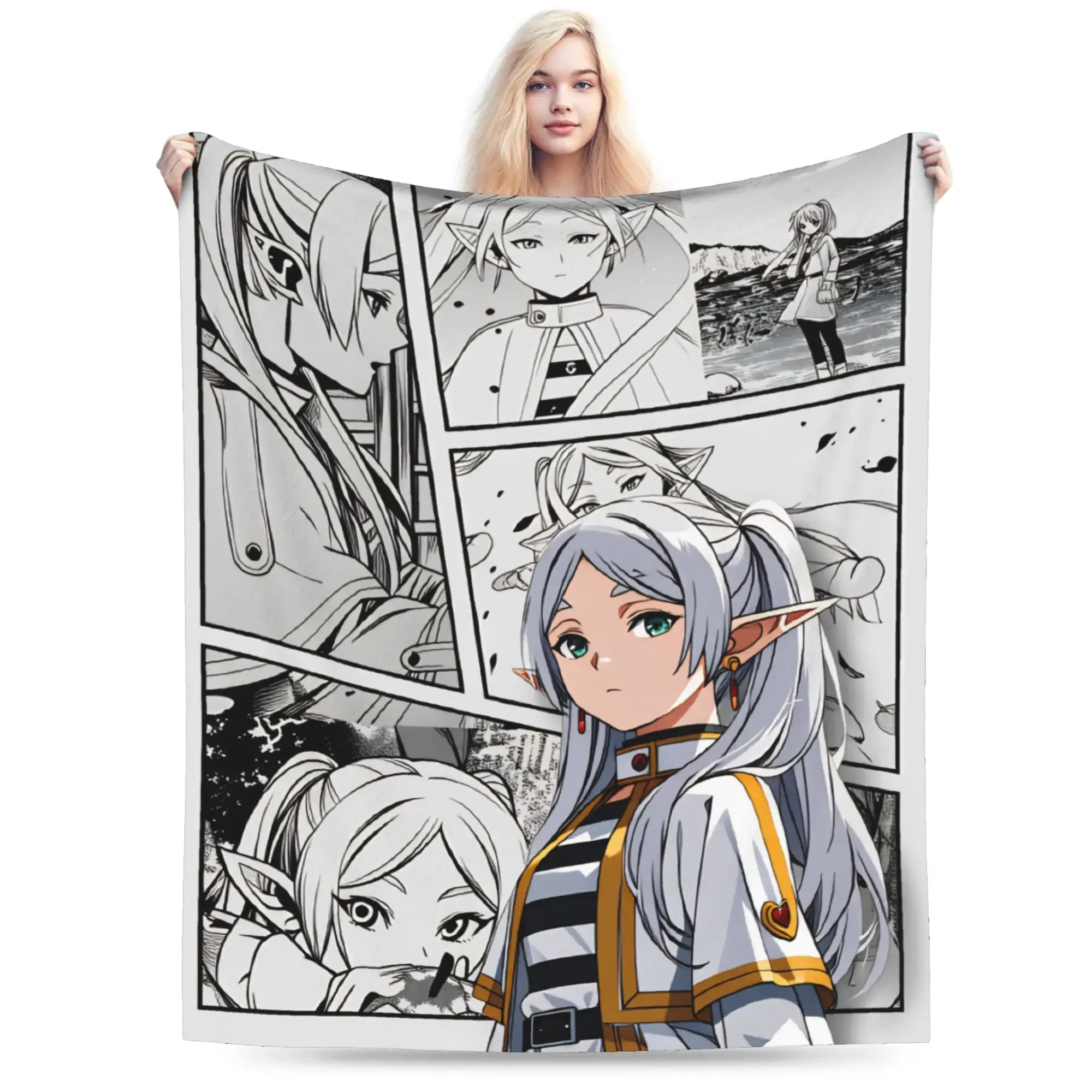 Frieren Beyond Journeys Blanket Quality Soft  Throw Blanket Winter Kids Adult Bedroom Fluffy Bedspread
