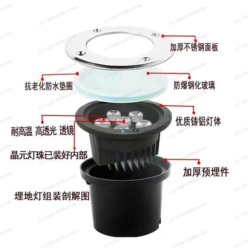 36W RGB Round In-Ground Light， IP68 Waterproof LED Buried Light for Garden， Plaza， Pathway & Wall Wash， Color Changing
