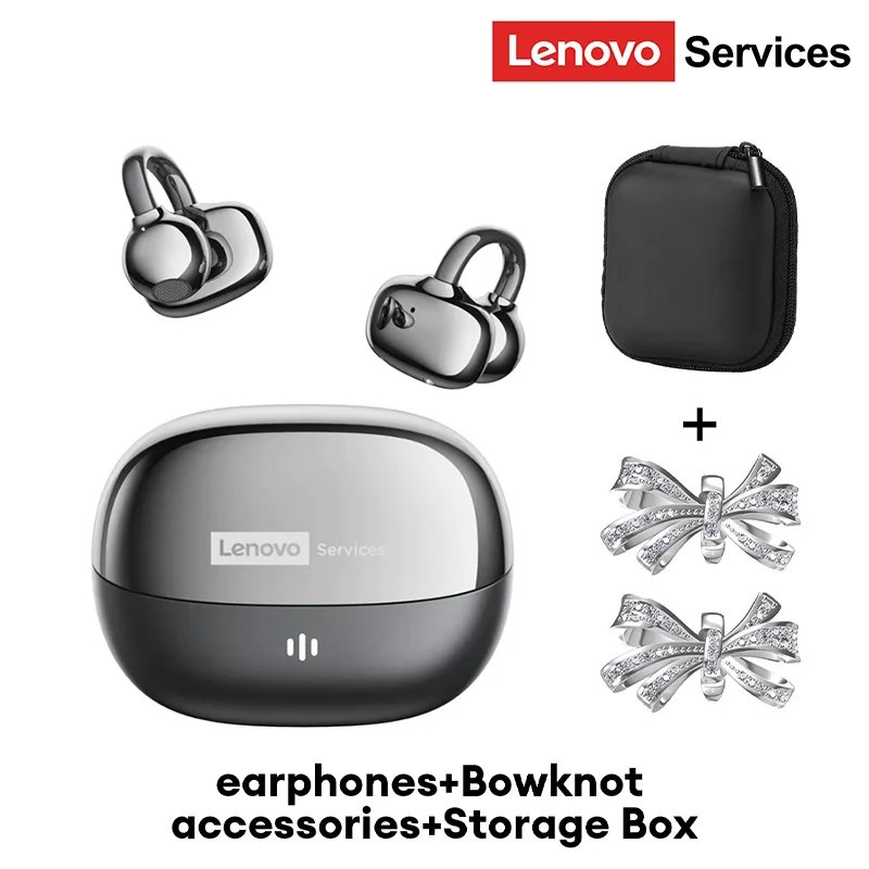Lenovo RS103 Open Oor Clip Oorbel Oortelefoon Draadloze Bluetooth 6.0 Hifi Stereo Game Muziek Oordopjes W Oor Ornamenten Opbergtas
