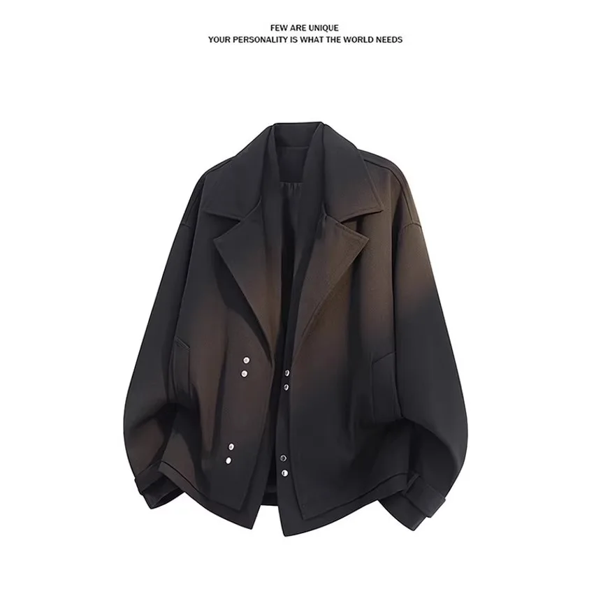 2026 New Fake Two-Piece Men's Spring Trendy Design Korean Style Suit Jacket Casual Top
