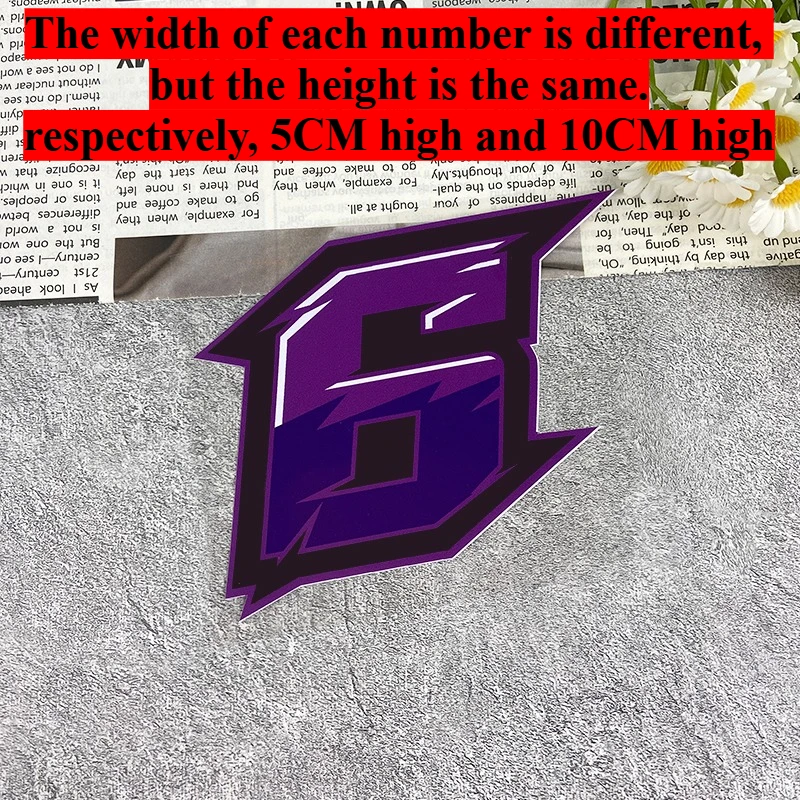 1PC Purple Motorcycle Number Stickers Waterproof for Motorbike Fuel Tank Windshield Fairing Scooter Helmet Bike Vinyl Decals