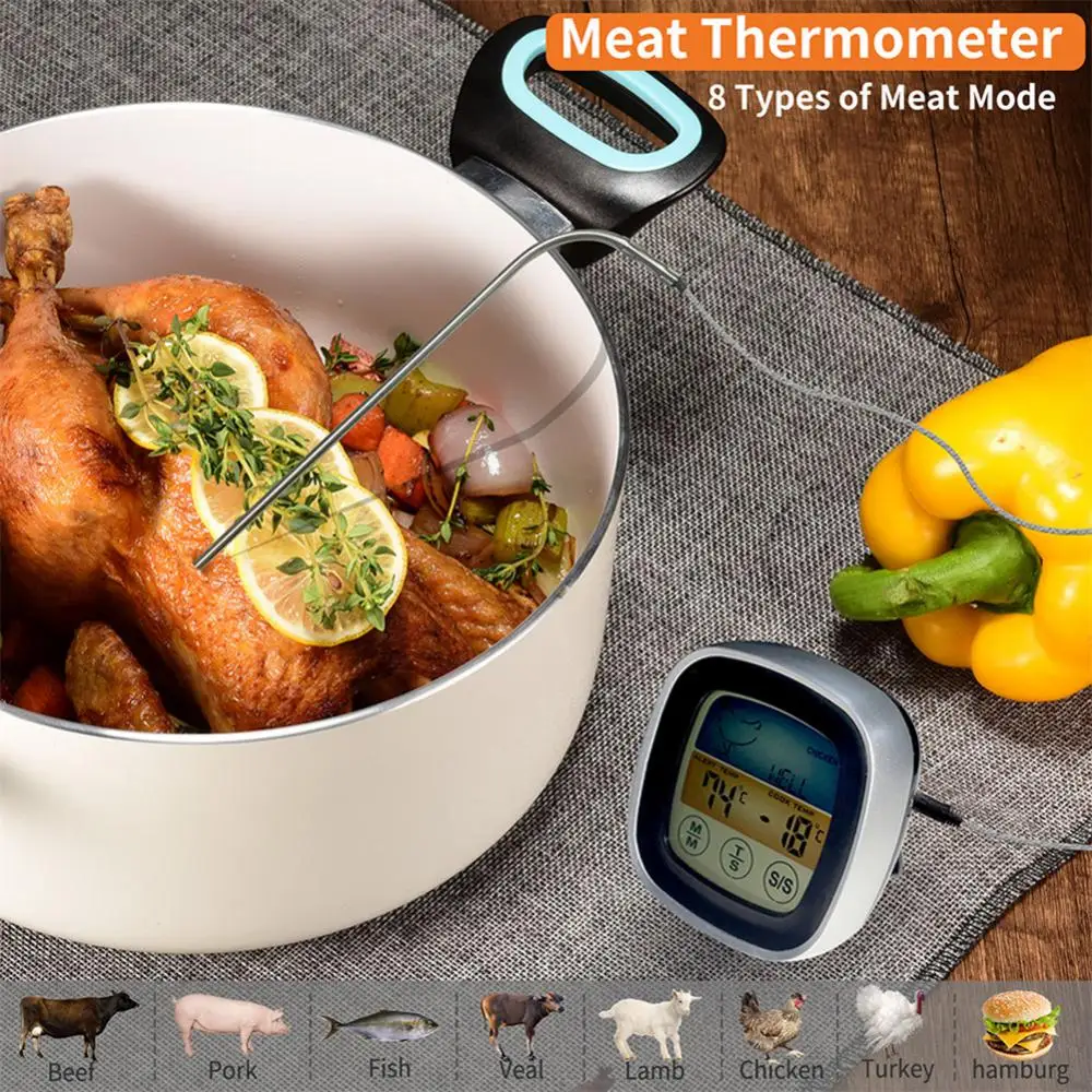 Oven Thermometer Kitchen Thermometer Core Temperature Probe Digital Alarm Meat Thermometer LCD Digital Food Cooking Thermometer