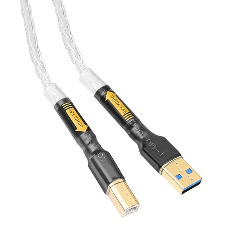 HIFI pure silver USB cable decoding DAC data cable 3.0 upgrade A-B port computer mixer Usb Optical Cable