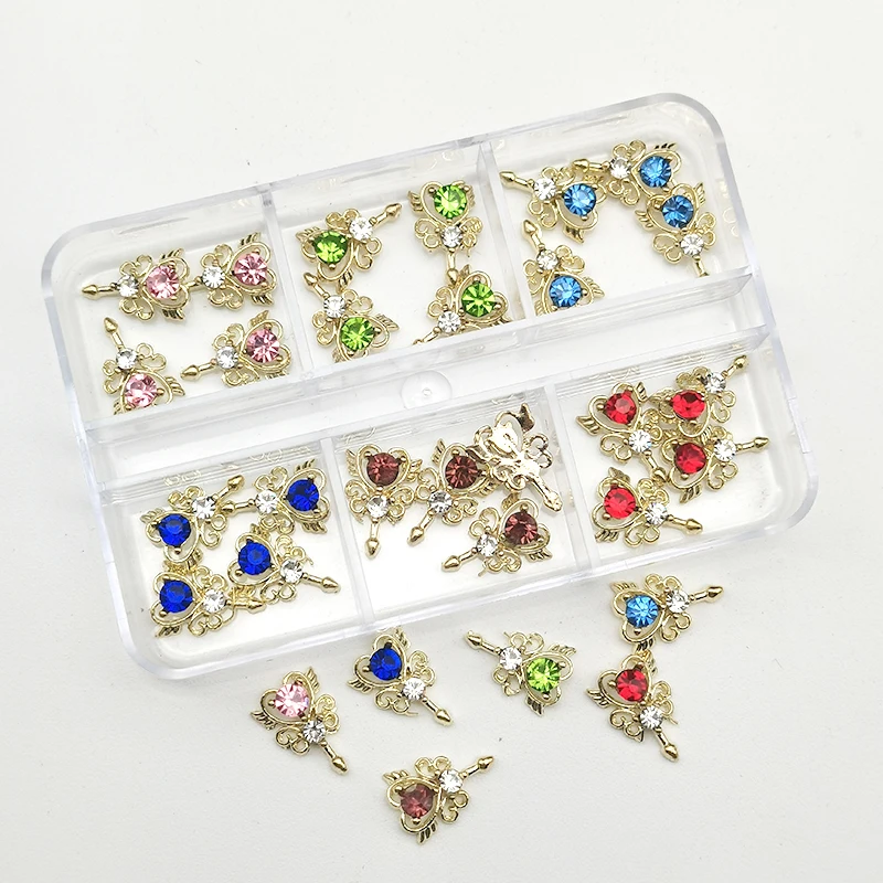 1 caixa borboleta zircão encantos do prego jóias de luxo peças do prego gem diamante cristal strass decoração da arte do prego acessórios