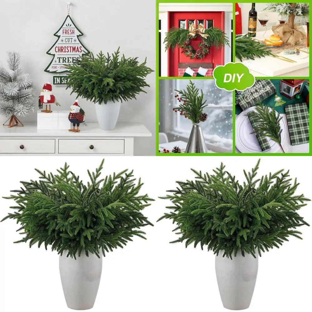 

24-дюймовые искусственные сосновые ветки Norfolk — реалистичные стебли зелени для рождественского декора, гирлянгов, венков и проектов «сделай сам»