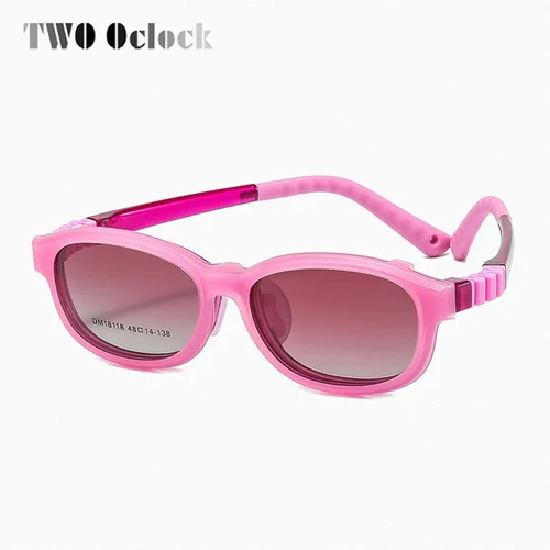 Imagen 2 del producto Gafas de sol flexibles 2 en 1 para niños, Clips en gafas, gafas de sol para niños, gafas de sol UV400 para niñas, montura óptica de 0 dioptrías, color rosa