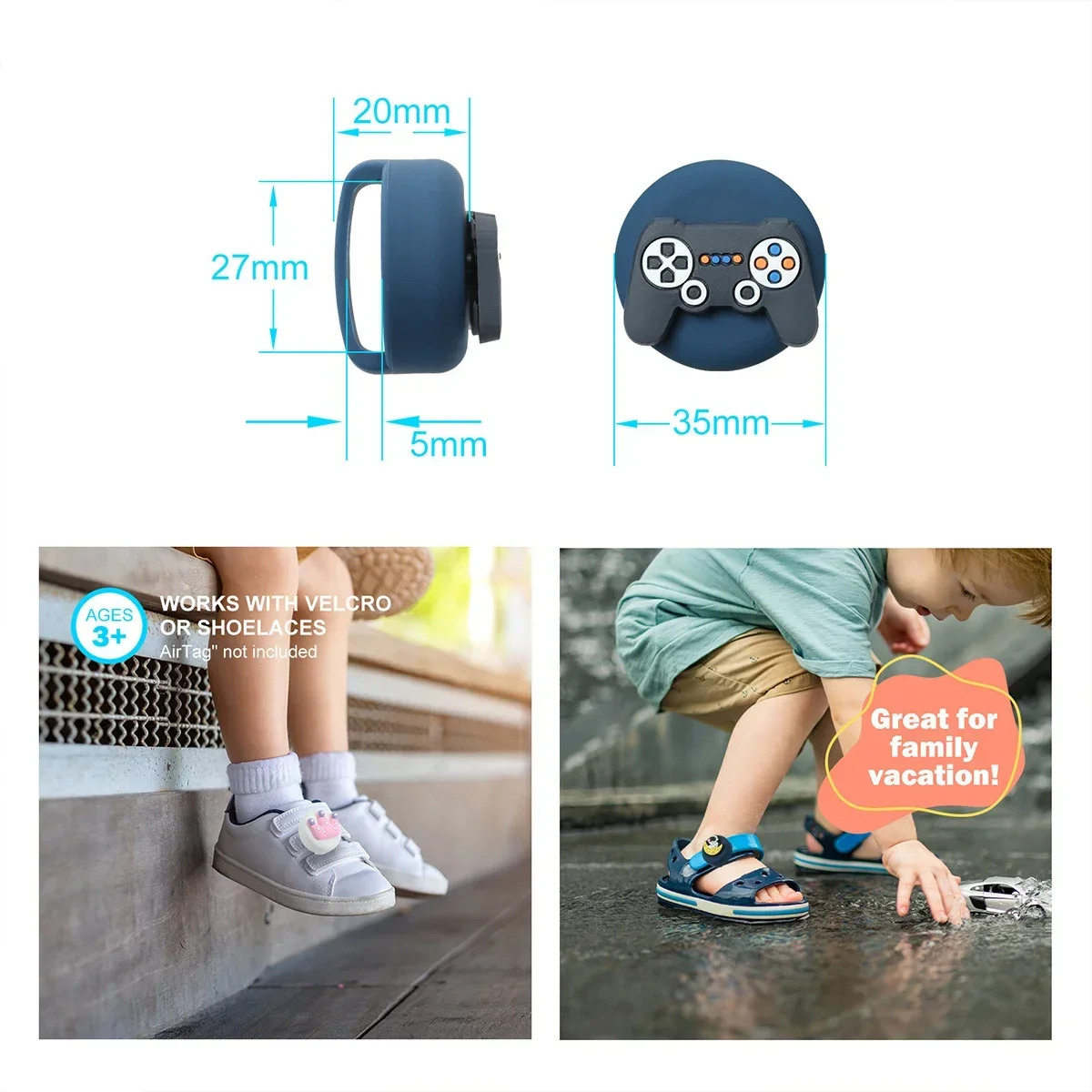 AirTag Holder Case for Kid Shoelaces & Straps Waterproof Silicone GPS Tracker Accessories for Toddler Child's Shoes Shoestring image 5