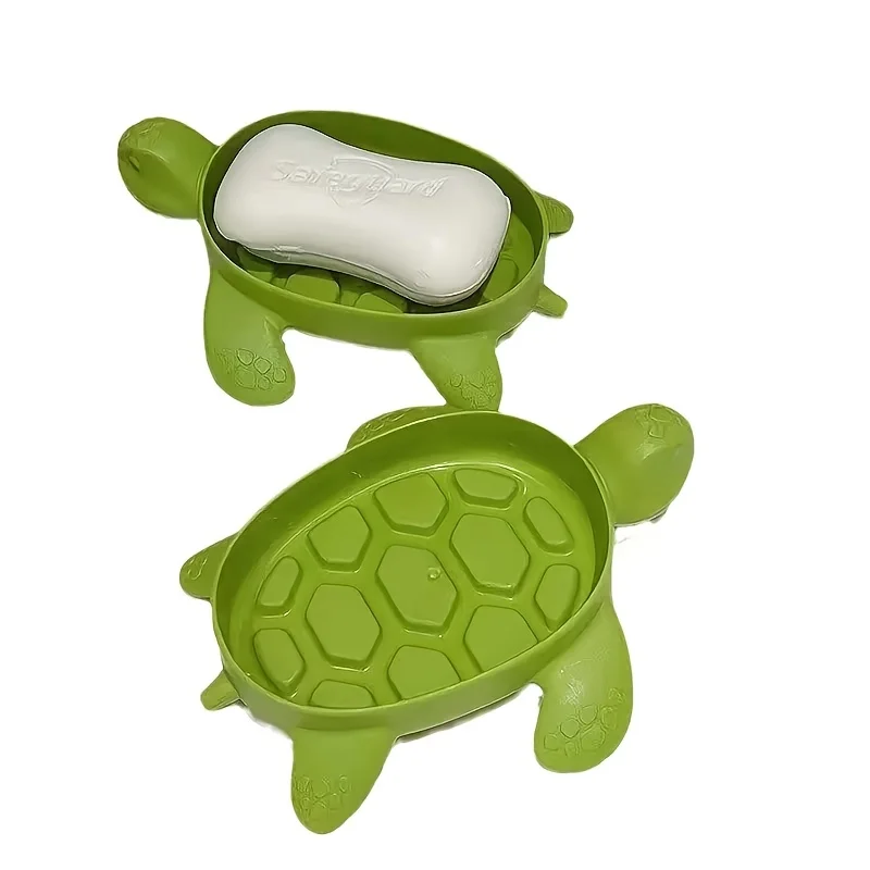 Household Cartoon Turtle Soap Storage Box Cute Drain Soap Tray No Standing Water Bathroom Toiletry Holder Rack