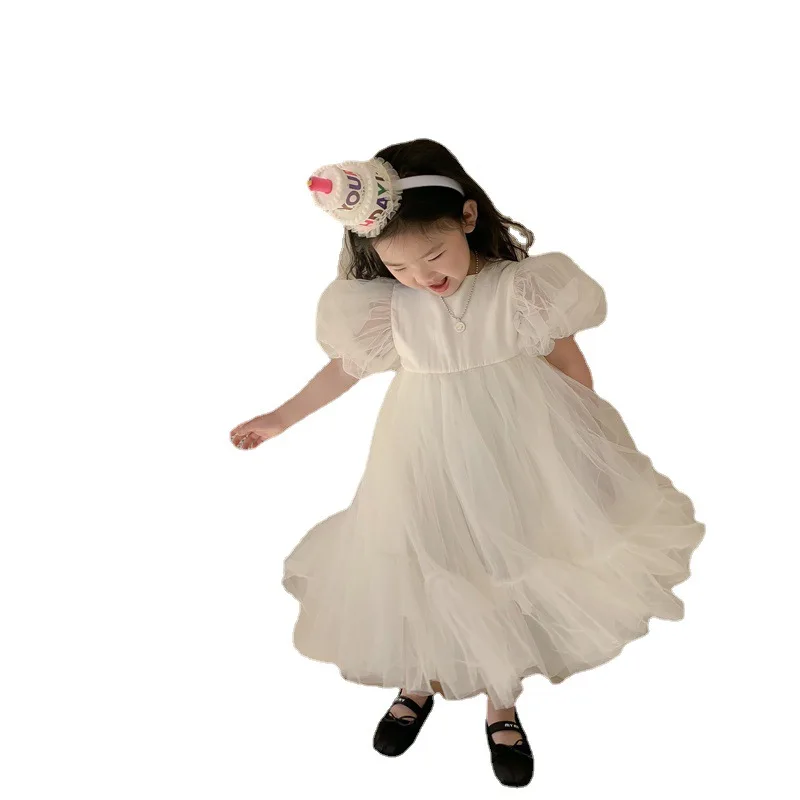 Children\'s Princess Dress Korean Girl\'s Lace  White Fairy Dress Birthday Show Dress flower girl dresses  kids clothes girls