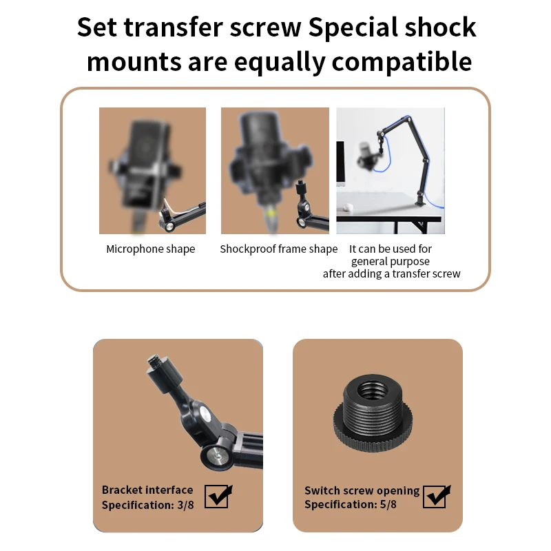 Boxiang 360° Rotatable Adjustable Aluminum Mic Boom Arm Stand For Podcast Gaming Studio Recording