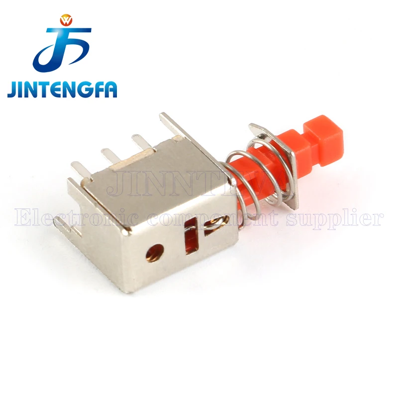 10PCS PS-22F02 A03 Directly Key Switch 6Pin Self-locking / Unlocked Red Common Power Button Switches For Set-top Boxes A11 Cap