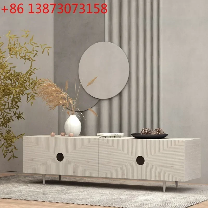 Nordic Silent Solid Wood Wabi-Sabi Style Natural Solid Wood Hand-Carved TV Cabinet
