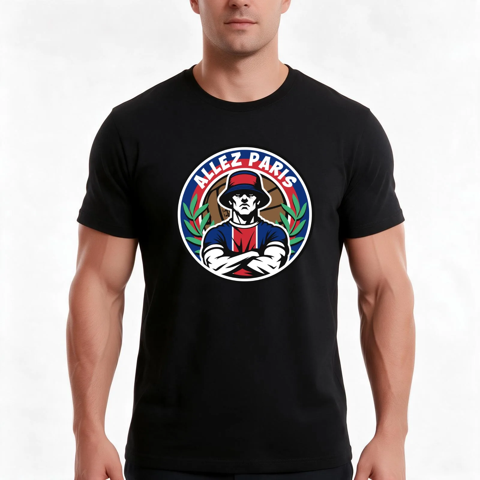 Allez Paris T-Shirt, Summer Casual Cotton Tee, Oversized Streetwear Tops, Vintage Graphic Print, Loose Fit Short Sleeve