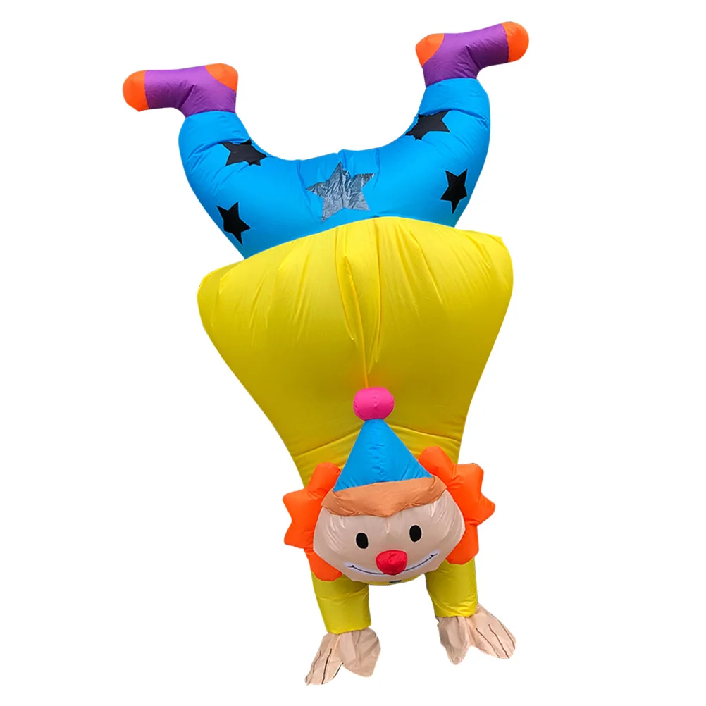 ตลก Handstand Clown เครื่องแต่งกายผู้ใหญ่ Blow up ชุด Upside Down Clown Carnival แฟนซีชุดของขวัญสําหรับเทศกาล Party Perfo