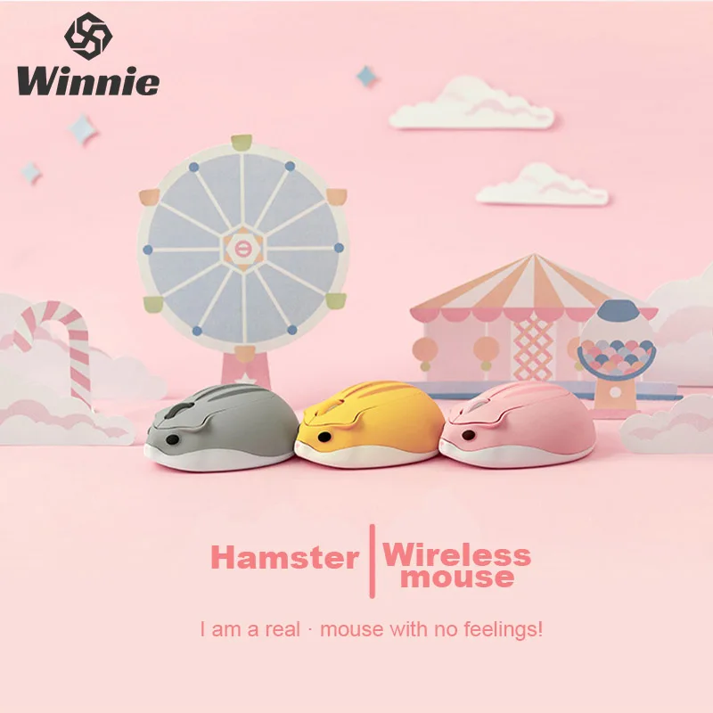 Cute Wireless Mouse 2.4GHz Ergonomics Portable Hamster Silent Mouse High Precision USB Receiver Small Convenience Office Mouse