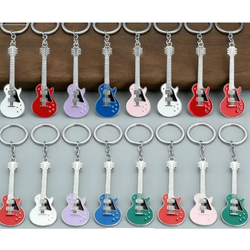 10-100Pcs Creative Musical Instrument Pendant Event Gift Bag Pendant Metal Lacquer Guitar Keychain
