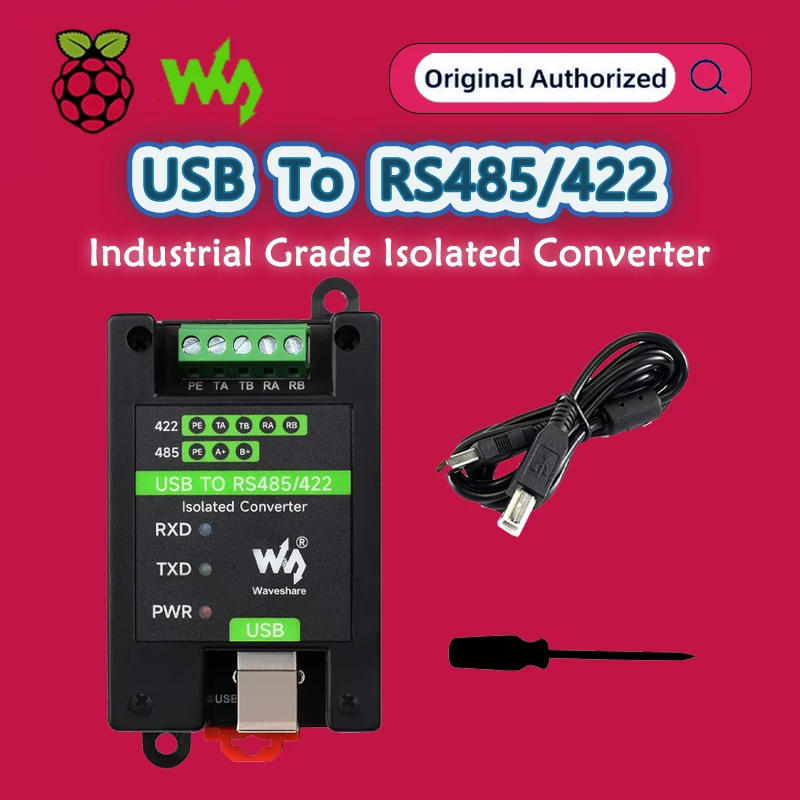 Waveshare USB To RS485/422 Industrial Grade Isolated Converter, Multiple Protection, Onboard Original FT232RL And SP485EEN