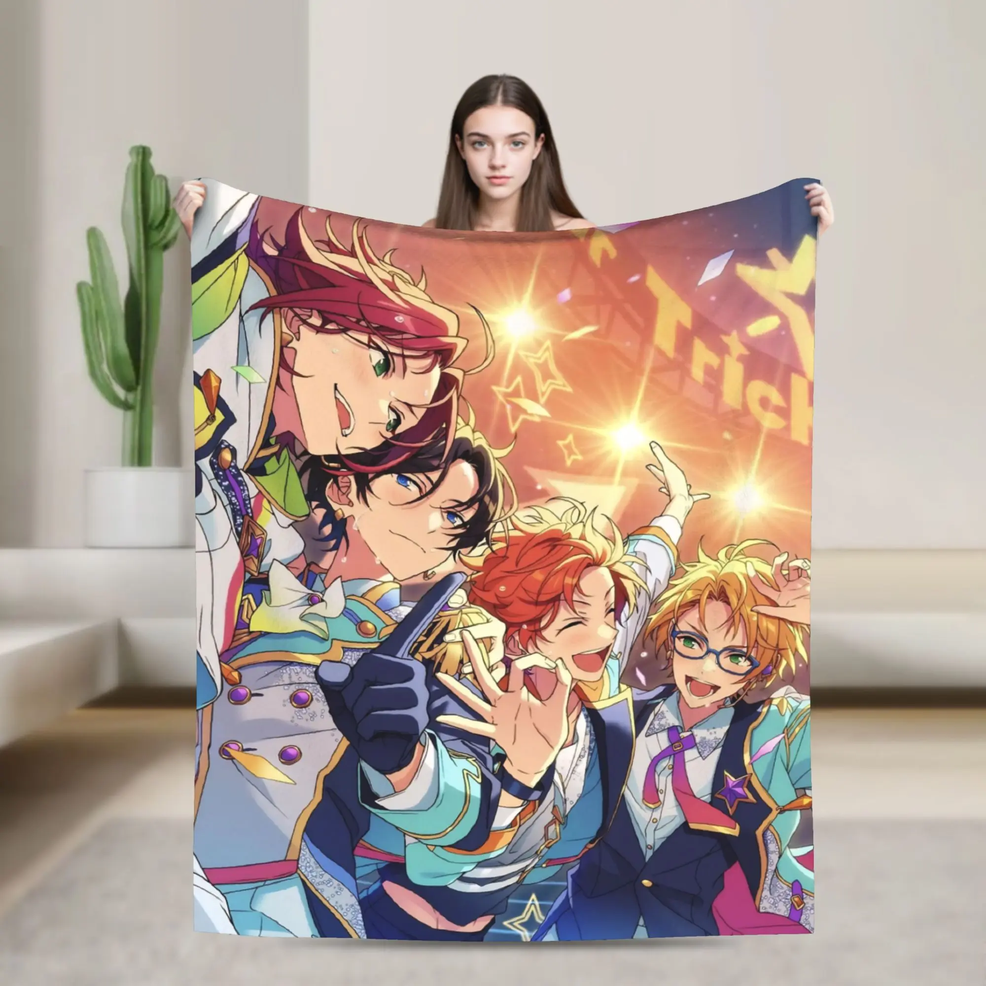 E-Ensemble-Stars Blanket Multi-size Soft Fuzzy Plush  Throw Blankets for Sofa Couch and Bed