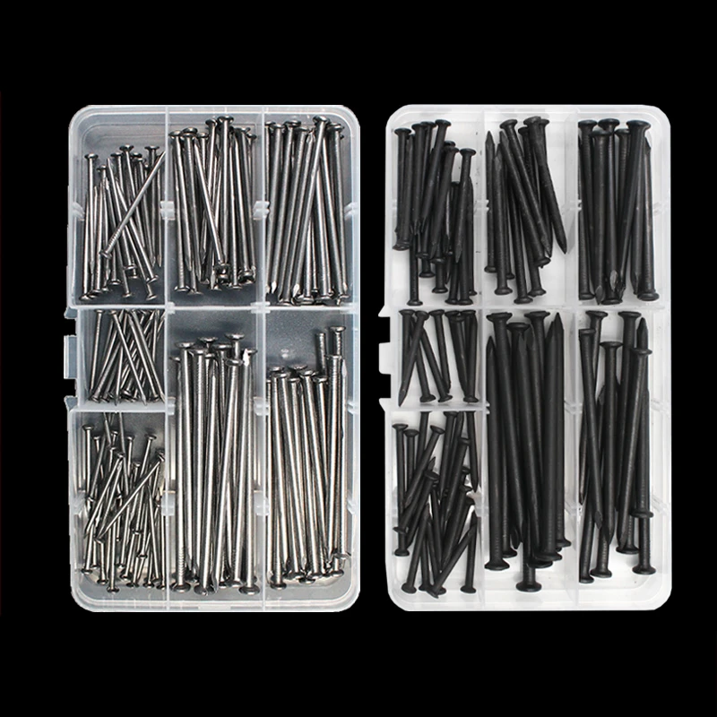 90-150pcs Hardened Flat Head Tile Concrete Steel Nails Hand Nail Steel Nail Set Wood Small Nails Woodworking Round Nails 3cm4cm5