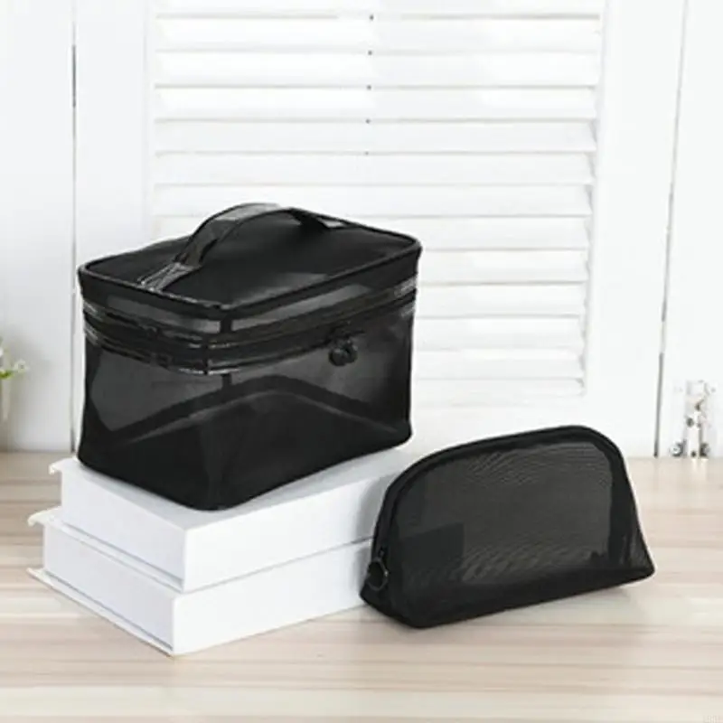 

195E Multifunction Cosmetic Bag Transparent Mesh Makeup Bag Travel Toiletry Bag