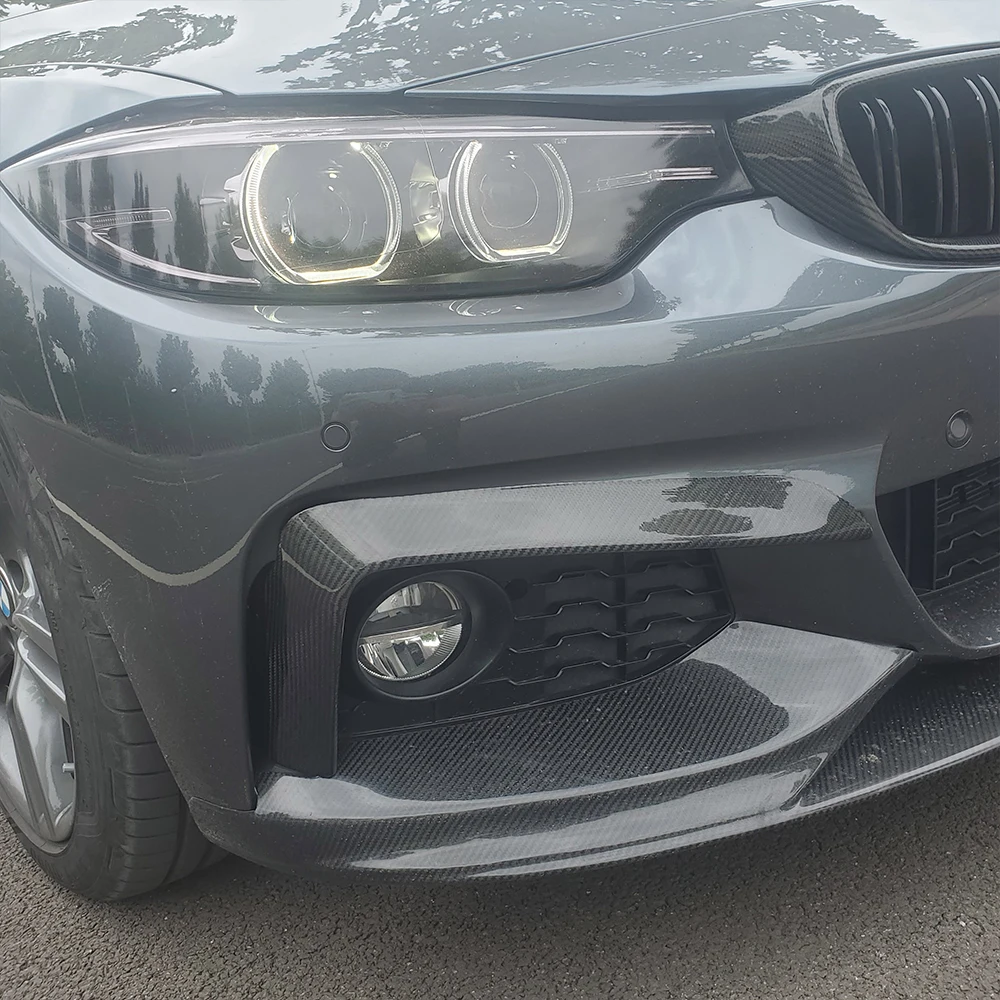 For BMW 4 Series F32 F33 F36 2014-2020 Rear Carbon Fiber Front Bumper Splitter Spoiler Canard Air Knife Cover Car Accessories