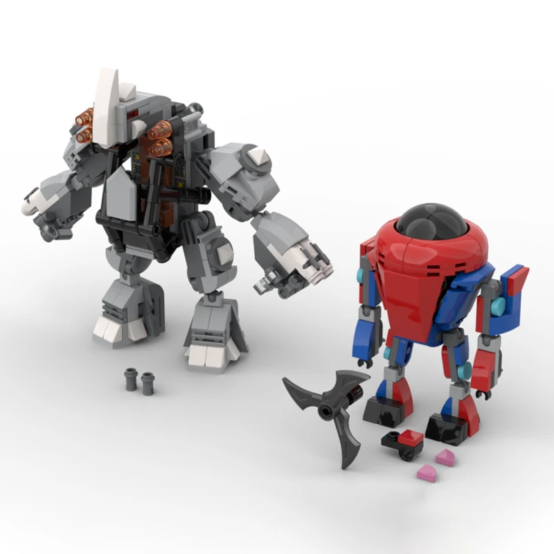 Image of 321-teiliges Zwei-in-Eins Nashorn- und Mech-Roboter-Modell MOC Benutzerdefiniertes Puzzle-Baustein-Set Kreatives Charakter-Bauspielzeug Pädagogisches Geschenk