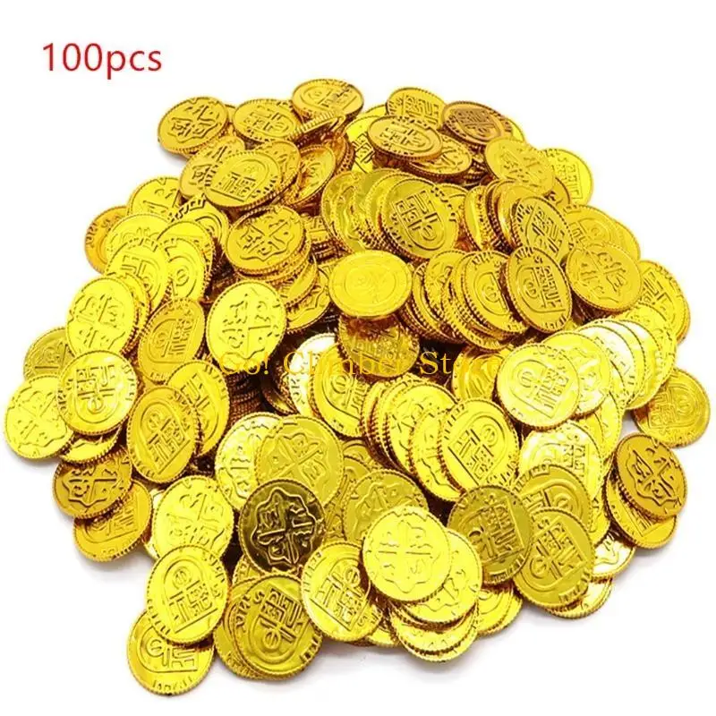 

Q84C 100 Pieces Denomination Coin Children's Party Supplies Pirate Golden Coin