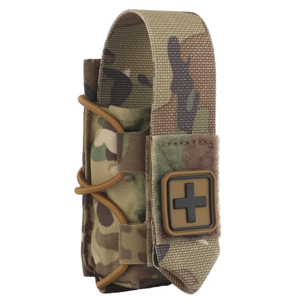 Wosport Tourniquet Pouch MOLLE Medical Bag Removable Flap Quick Pull Elastic Cord Vertical Storage for Airsoft Outdoor Use