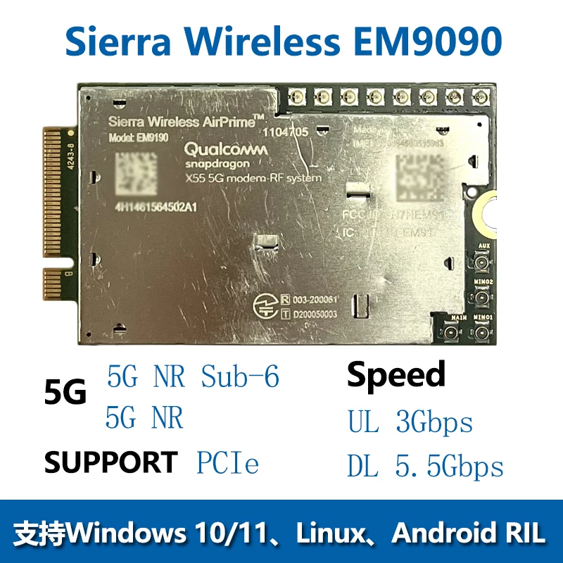 EM9190 5G NR Sub-6 GHzおよびmmWaveモジュール LTE 4Gカード M.2 5G