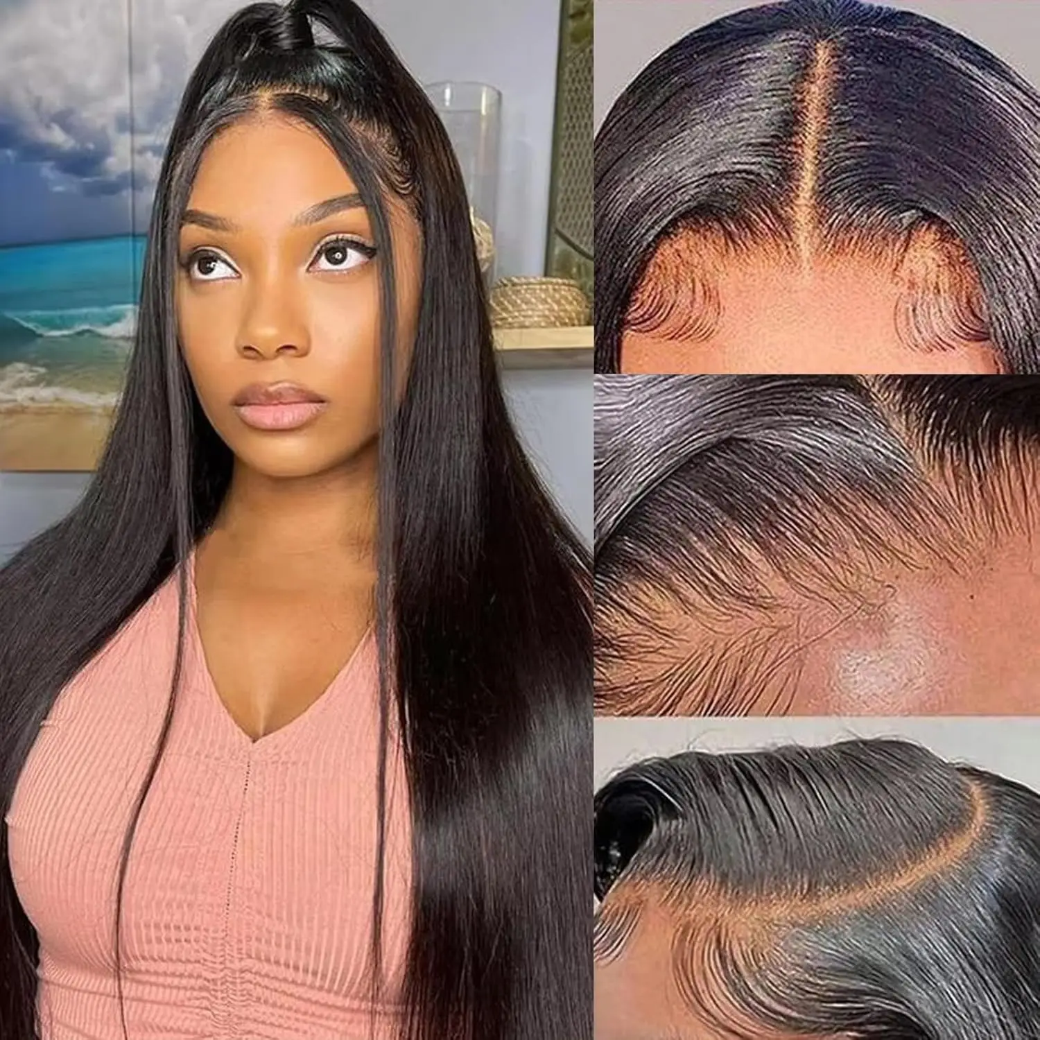 

13x4 Bone Straight Human Hair Wigs 13x6 Hd Lace Frontal 30 40 Inch 360 HD Straight Transparent Pre Plucked Lace Human Hair Wigs