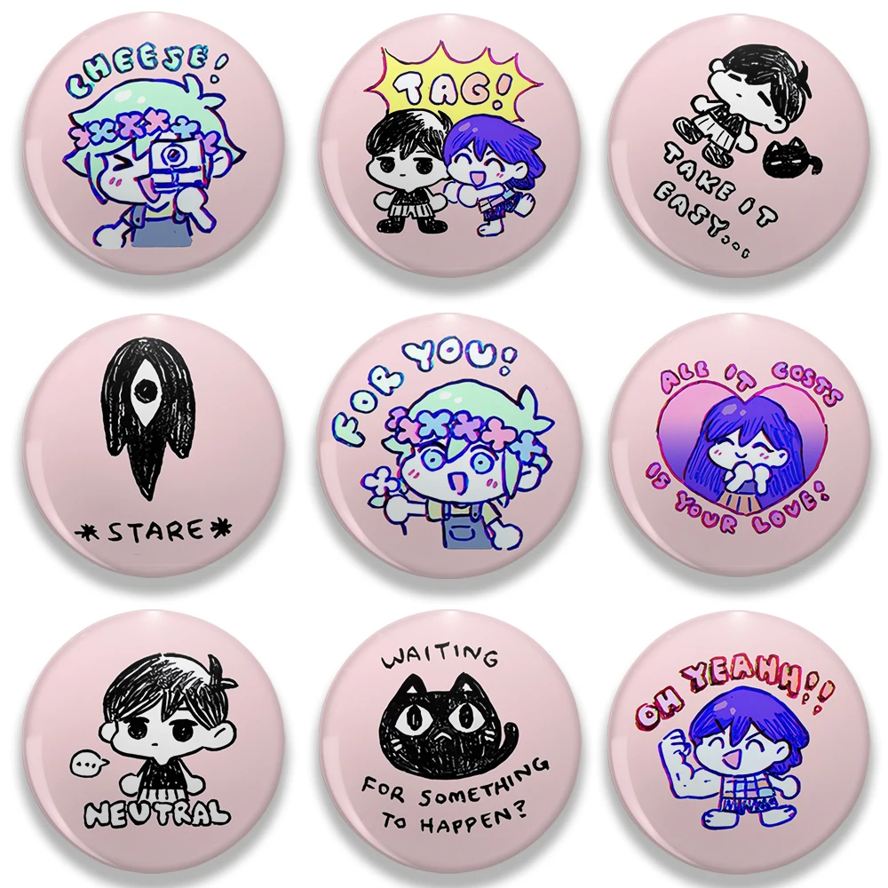 أوموري لعبة شارات للمجوهرات اكسسوارات حقيبة ديكور الريحان كيل بطل أوبري Omocat مشمس زر بروش دبابيس المشجعين الأصدقاء الهدايا #1