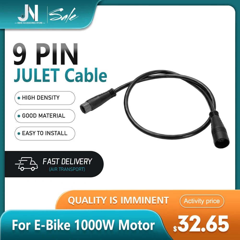 JULET Motor Extension Cable 60/70CM  Waterproof 9Pin plug Conversion Cable For 1000W 1500W  Electric Bicycle Motor Accessories