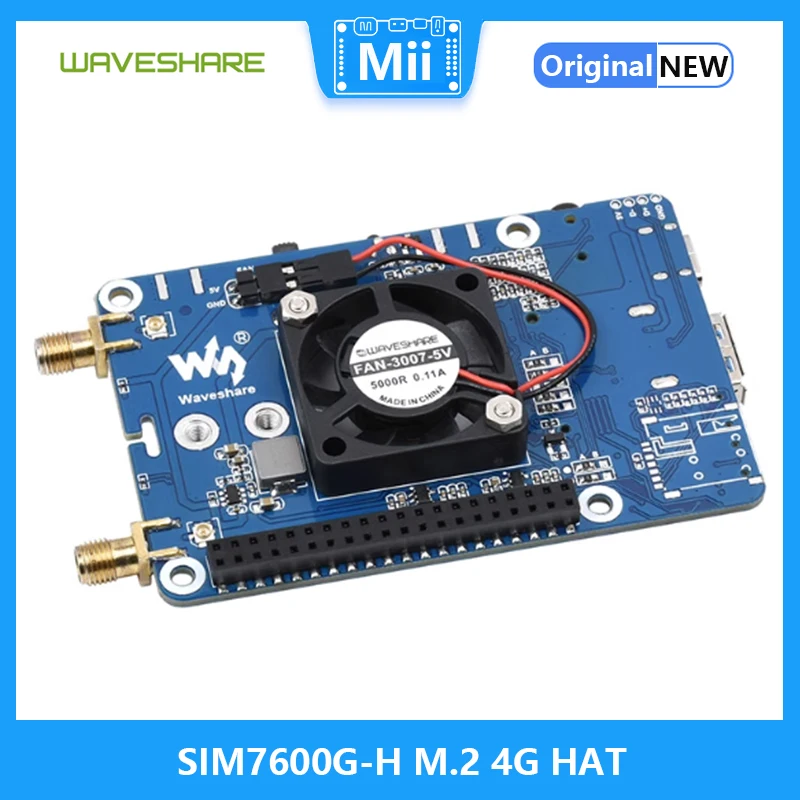 

SIM7600G-H M.2 4G HAT for Raspberry Pi, LTE CAT4 High Speed, 4G/3G/2G, GNSS, Global Band