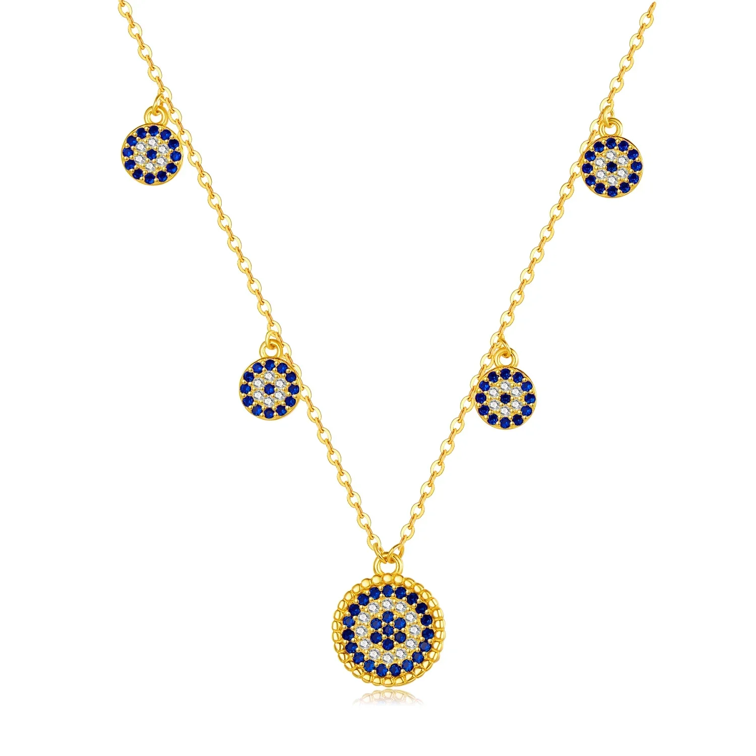 KALETINE 925 Sterling Silver Moon Evil Eye Necklace For Women Jewelry Fancy Blue Store Link Chain Choker Necklace Bijoux