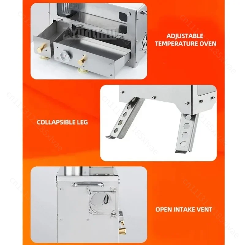 Portable Stainless Steel Wood Burning Pellet Stove Outdoor Camping Cooking Furnace Heating Camping Equipment