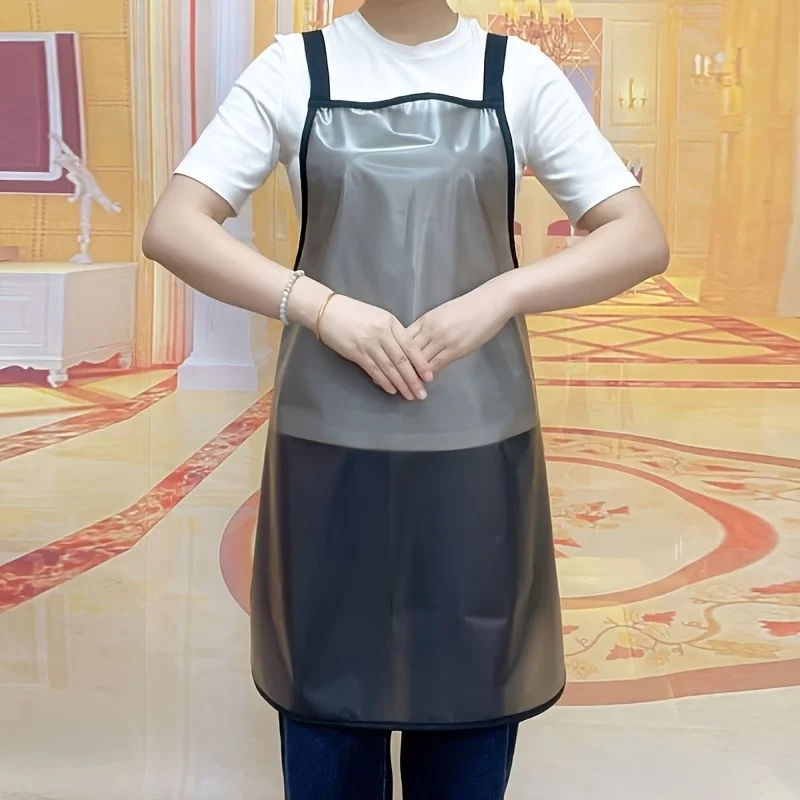 1pc Waterproof Kitchen Apron Household PVC Oil Resistant Work Apron Transparent Dirt-Proof Cleaning Aprons Wholesale