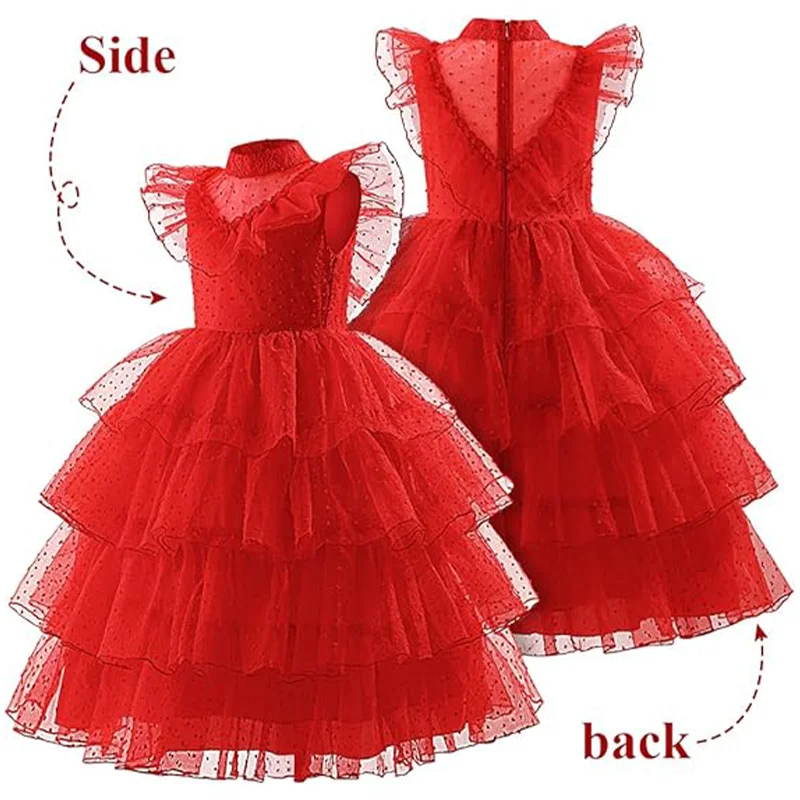 فستان ليديا ديتز-شبح العروس الرعب تأثيري للفتيات ، ثوب تول ، الحجاب والقفازات للأطفال ، هالوين ، حفلة عيد الميلاد ، فستان ، 3-14 سنة