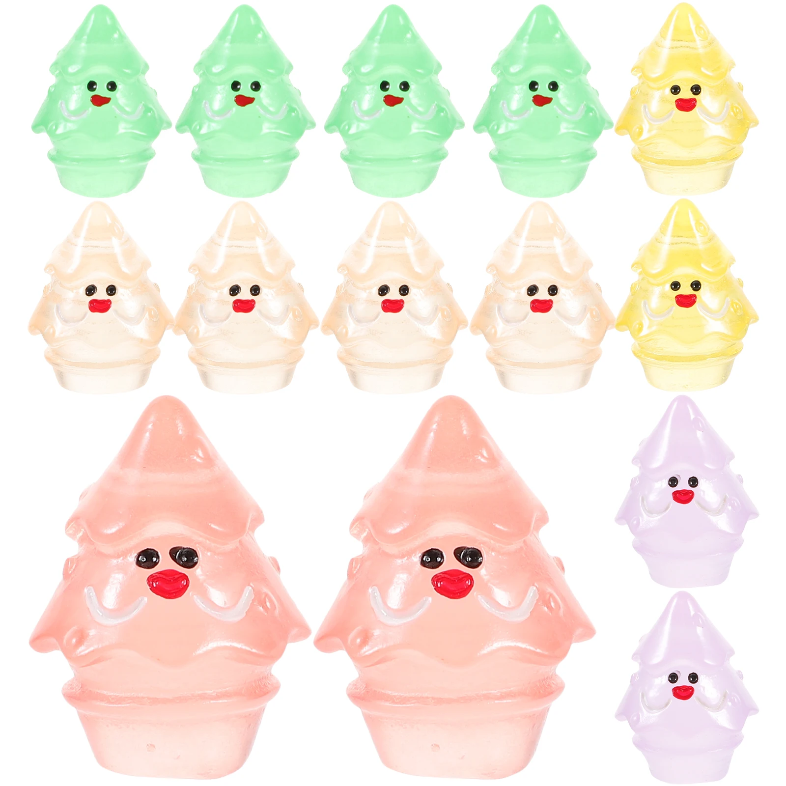 

50Pcs Resin Christmas Tree Mini Ornaments with Glow Effect Aquarium Tank Decor Miniature Christmas Decor for Table Micro Scene