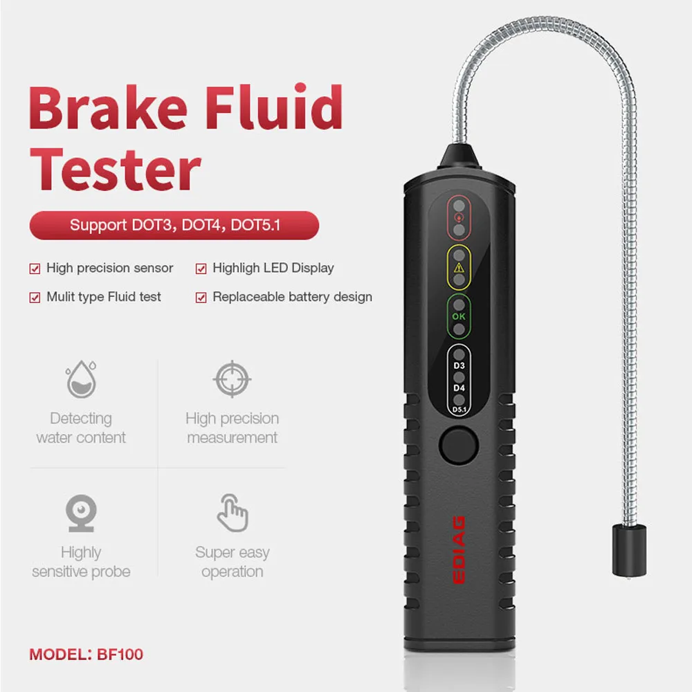 

BF100 Brake Fluid Tester DOT 3 DOT4 DOT5.1 Oil Quality Detector