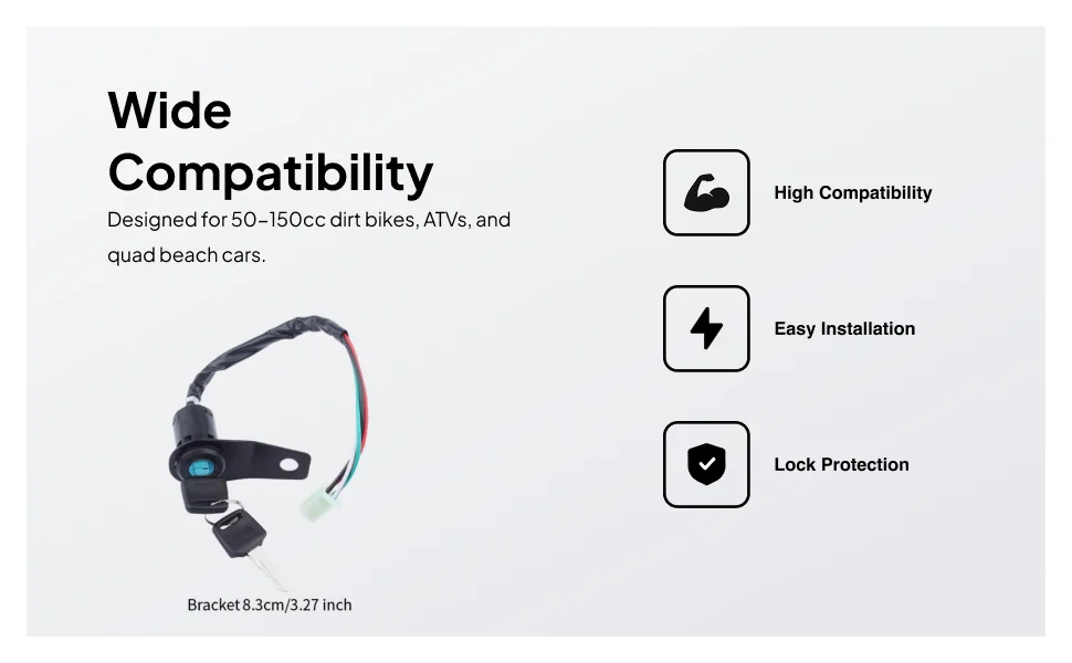 

Motorcycle Starting Switch Starter Switch with Clamp Mounting Mount Electric Door Lock Key Power Switch for Pocket Bikes