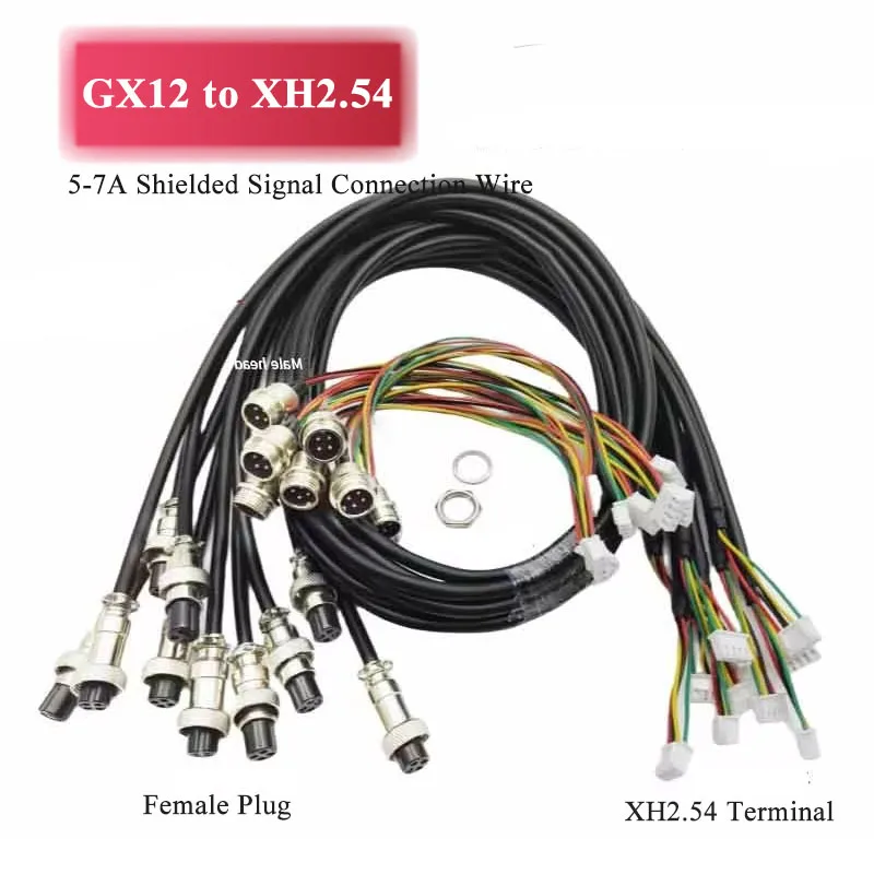 GX12 2 3 4 5 6 7 Pin Aviation Plug Socket to XH2.54 Terminal Wire M12 125V 5-7A Shielded Male and Female Signal Connection Wire