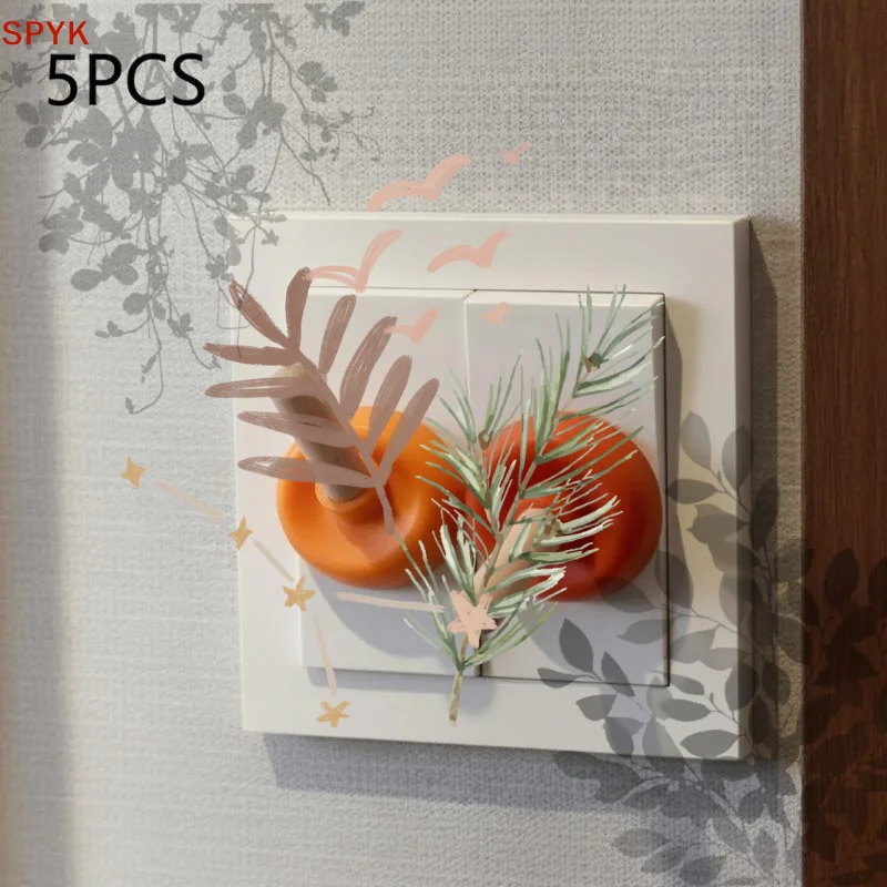 Switch Decoration Wall Sticker Creative Lamp: 5PCS Socket Transformation Funny Small Ornament Toilet