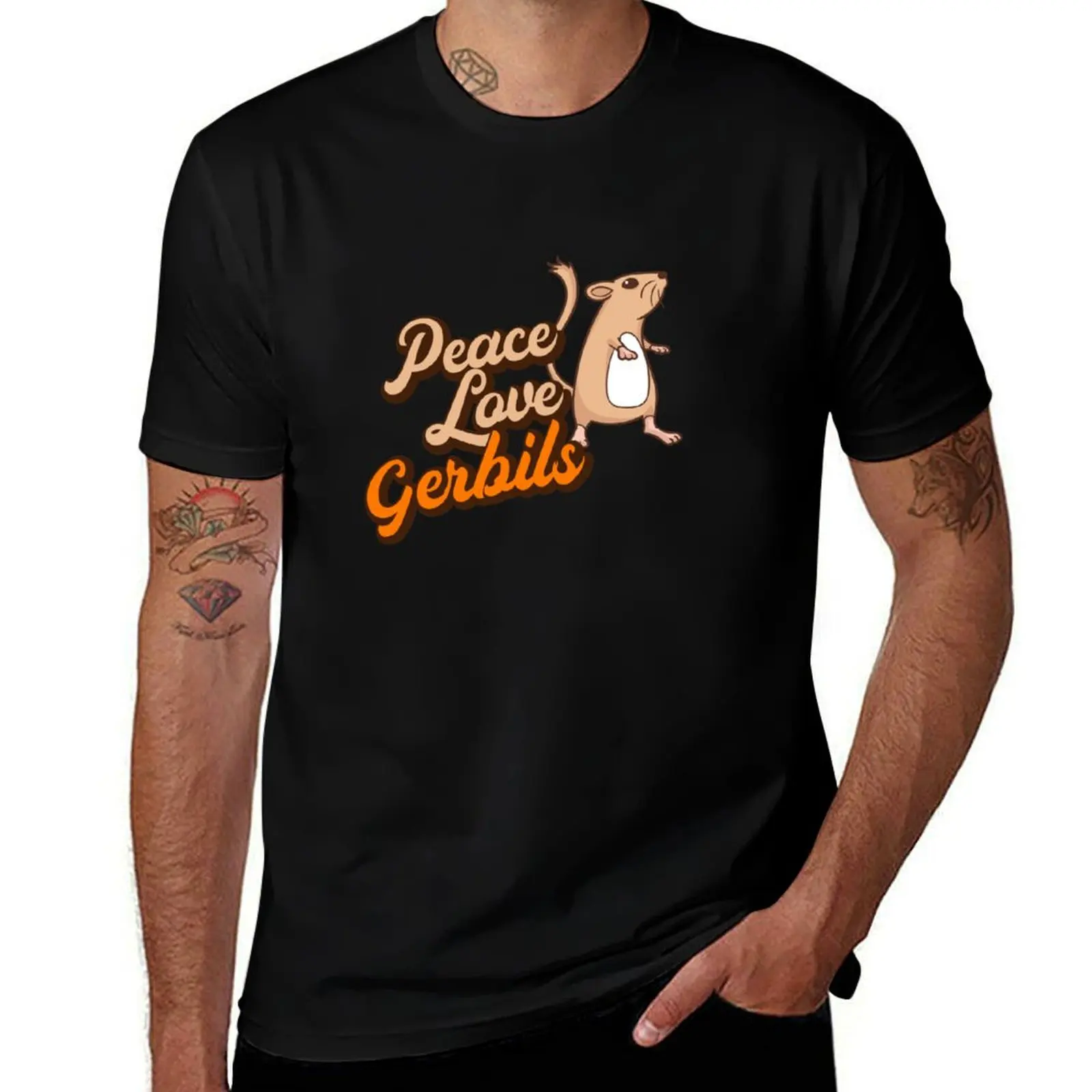 

Peace Love Gerbils. T-Shirt essential t shirt t shirt for man 100 percent cotton T-Shirt