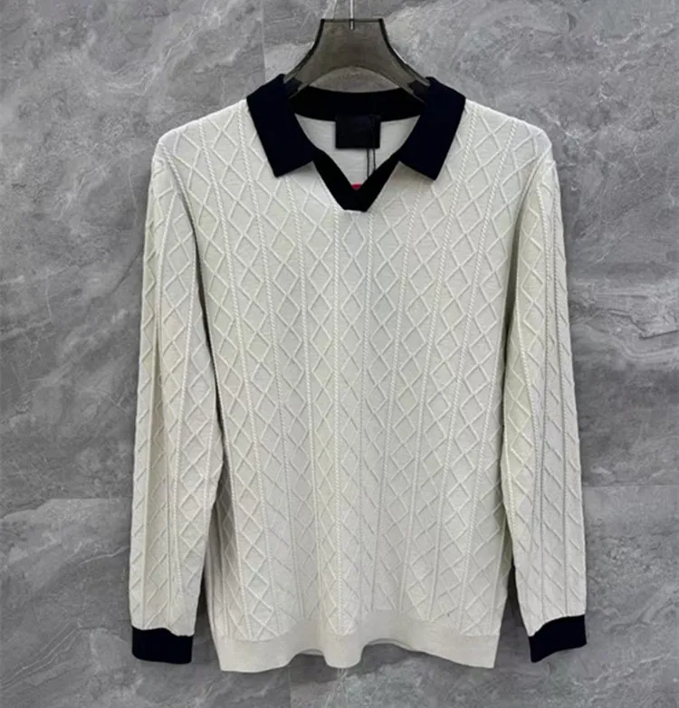 

Customized Europe and America New men's clothing for winter 2025 Long-sleeved lapel Rhombus Fashionable knitted sweater