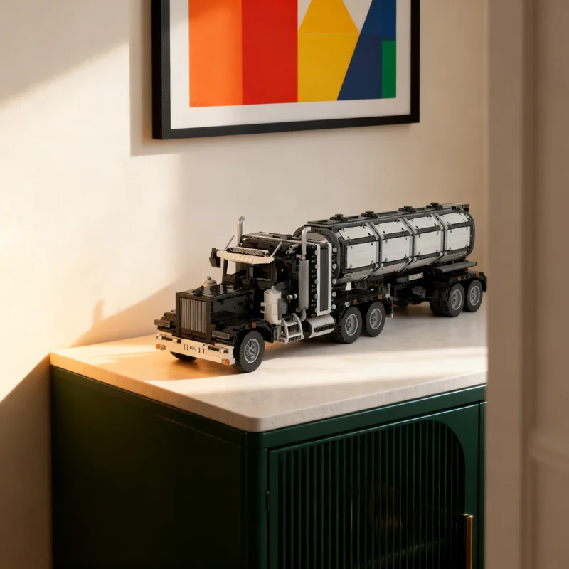 

3397 деталей MOC: Техническая модель американского полуприцепа с танкеткой, конструктор для экспертов, строительные блоки, DIY, креативный подарок, декор для витрины, премиум-класс