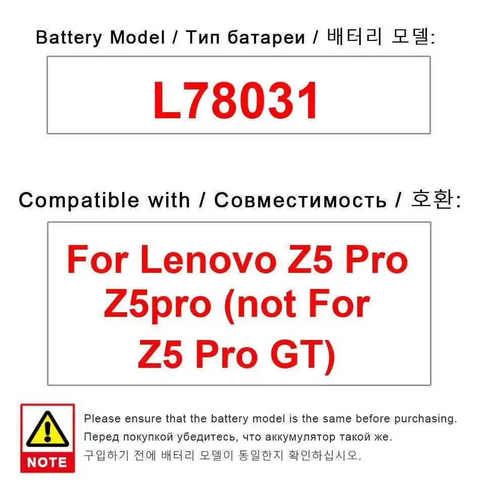 

Reliable Replacement For Lenovo Z5 Pro Not Fit GT Long-Lasting Performance L78031 3350Mah Mobile Phone Battery