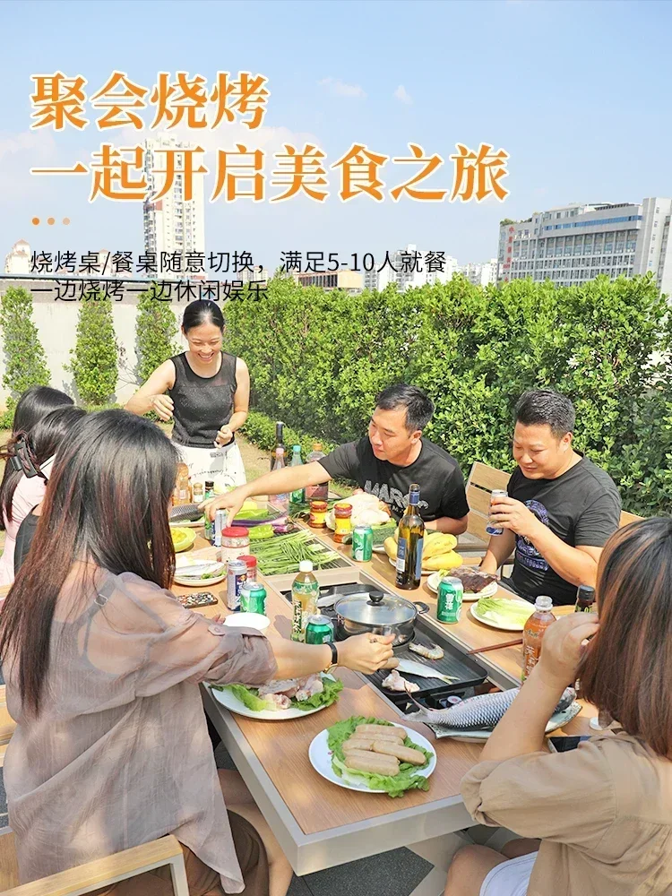 Outdoor tables, chairs, gardens, leisure barbecue grills, courtyards, outdoor barbecue tables
